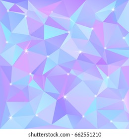 Beautiful blue abstract background of triangles and polygons with flashes of light in the corners. Vector illustration