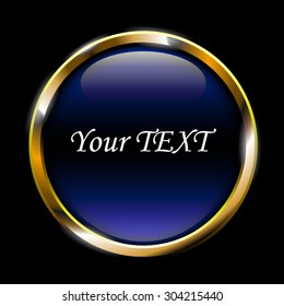 beautiful blue abstract glossy button on black background vector illustration for site