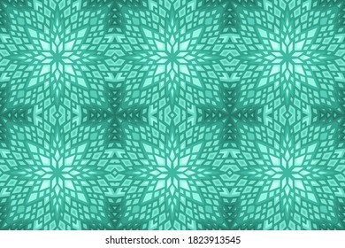 Hermoso patrón de baldosas sin costura azul abstracto con cristales brillantes