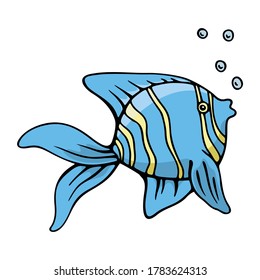 Beautiful Blue angle fish Fish Cute Pet Animal Design