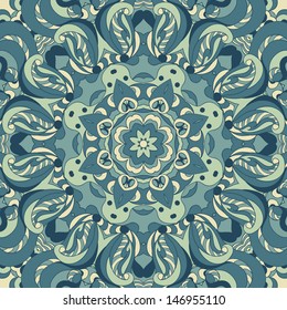 Beautiful blue arabesque lace pattern background vector eps 8
