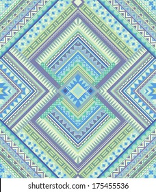 Beautiful blue Aztec ~ seamless vector background