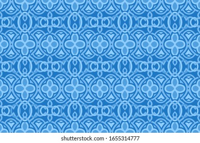 Beautiful blue background with abstract seamless knot pattern