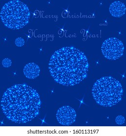 Beautiful blue background with ball made of sequins. Vector  illustration