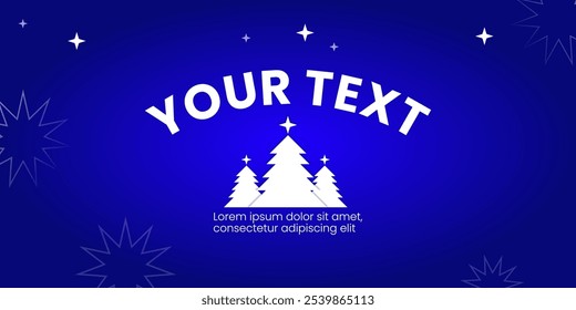 beautiful blue background with Christmas nuances, with 3 silhouettes of Christmas trees in the middle and a sprinkling of stars, suitable for greeting posters or Christmas invitations