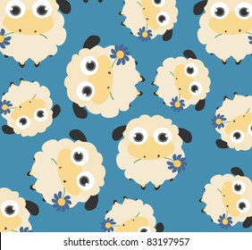 Beautiful blue background with sheep pattern