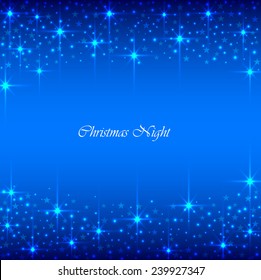 Beautiful blue background with sparkles and stars .Vector  illustration