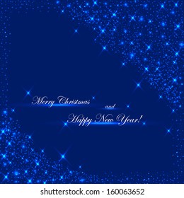 Beautiful blue background with sparkles. Vector  illustration. 