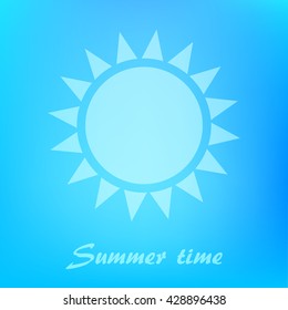 Beautiful blue background with sun icon. Clean summer sun background. Vector illustration
