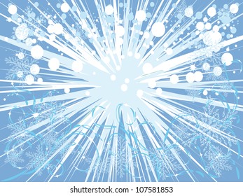 beautiful blue background with various winter elements, Vector illustration