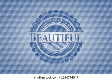 Schönes blaues Schild mit geometrischem Musterhintergrund. Vektorillustration Illustration. Detaillierte Angaben.