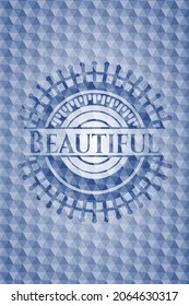 Beautiful blue badge with geometric pattern. Vector Illustration. Detailed. 