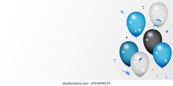 Beautiful blue balloon background celebration birthday banner template. 