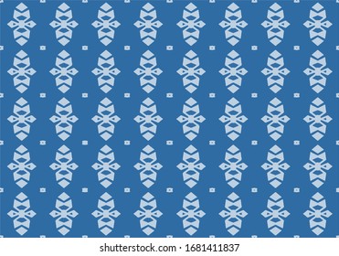 Beautiful blue batik pattern. Ethnic pattern for clothes and pillow design. Textile fashion design.