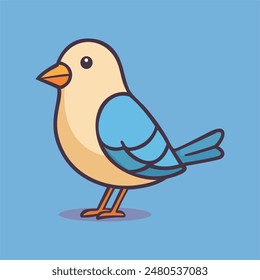 Beautiful Blue Bird Wing Cartoon Illustration