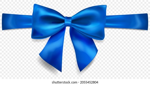 Hermoso arco azul con cinta horizontal con sombra, aislado en fondo transparente. Transparencia sólo en formato vectorial