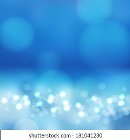 Beautiful Blue Christmas background with place for text and bokeh effect. Vector EPS 10 illustration. 