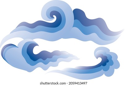 Beautiful blue clouds for children illustration and decoration. A simple flat vector design.