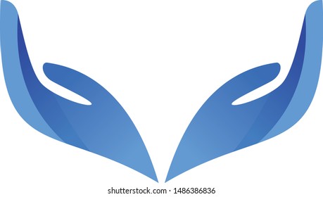 Beautiful blue color design of Pair of Human hand for a logo vector graphic silhouette like protecting something.  