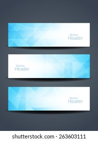 Beautiful blue color vector header designs.