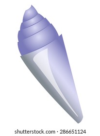 Beautiful blue cone sea shell. Vector illustration