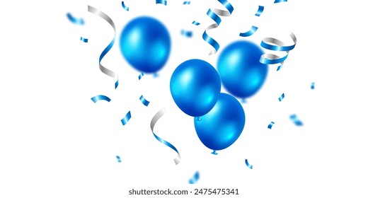 hermoso fondo de confeti azul para la Ilustración vectorial de fiesta de celebración