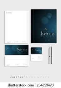 Beautiful blue corporate identity kit for your business includes Letterhead, Visiting Cards, Envelopes, Brochure and stationary.