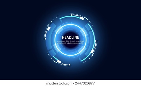 Beautiful blue digital circle on a technology background. Copy space for adding headlines.