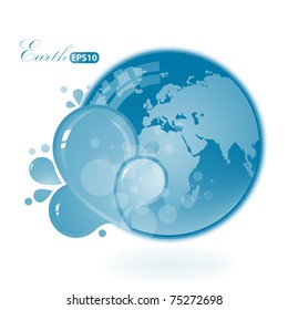 Beautiful Blue Earth on white background.Ecology illustration