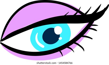 Hermoso ojo azul, ilustración, vector sobre fondo blanco.