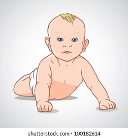 Beautiful blue eyed baby - vector illustration