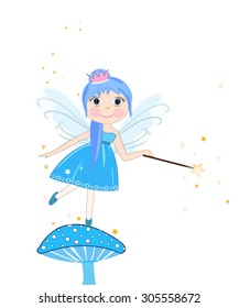 Beautiful blue fairy tale girl vector