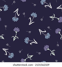 Beautiful Blue Floral Branch Vector Graphic Art Seamless Pattern can be use for background and apparel design