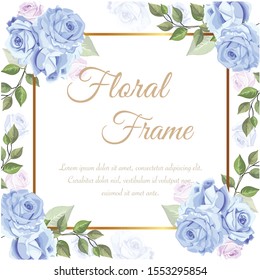 beautiful blue floral frame vector 