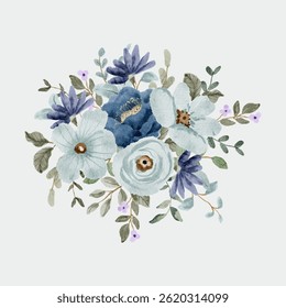 beautiful blue floral watercolor bouquet