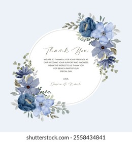 beautiful blue floral watercolor frame