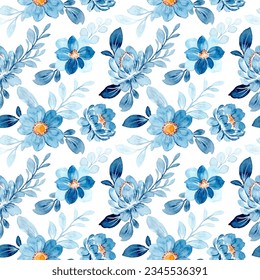 Beautiful blue floral watercolor seamless pattern for background, fabric, textile, fashion, wallpaper, wedding, banner, sticker, decoration etc.