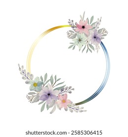 Beautiful blue flower frame easy with watercolor zc