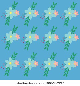 Schönes blaues Blumenmuster auf blauem Hintergrund