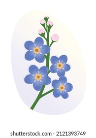 Beautiful blue flower. Stem with flower heads and leaves