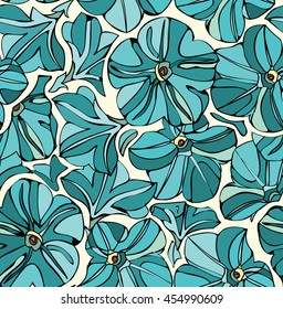 Beautiful Blue Flowers. Seamless pattern.