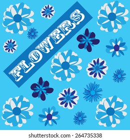 beautiful blue flowers vector illustration