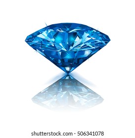 Beautiful blue gemstone sapphire on white background. Vector illustration.