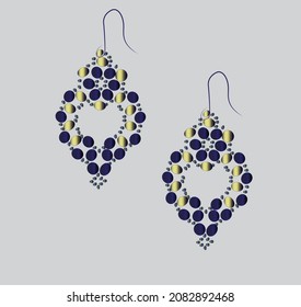 Hermosa festividad de diseñador colgante azul y dorado y fiesta de lucir ilustraciones portadoras de arete.	