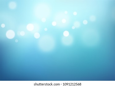 Beautiful Blue gradient snow background bokeh effect. Blurred winter backdrop. Vector illustration for your graphic design, banner, poster, card