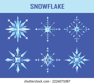 Hermoso gradiente azul copo de nieve en un fondo aislado.
