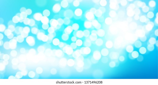 Beautiful Blue gradient teal background bokeh effect. Blurred winter backdrop. Vector illustration for your graphic design, banner, poster, christmas card