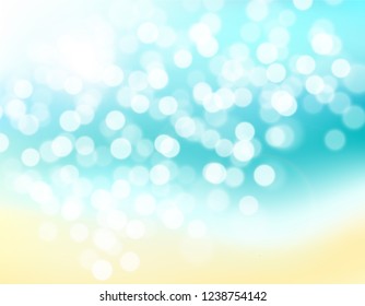 Beautiful Blue gradient teal and yellow background. Blurred summer backdrop bokeh effect. Vector illustration for your graphic design, banner, poster, travel card