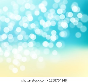 Beautiful Blue gradient teal and yellow background. Blurred summer backdrop bokeh effect. Vector illustration for your graphic design, banner, poster, travel card