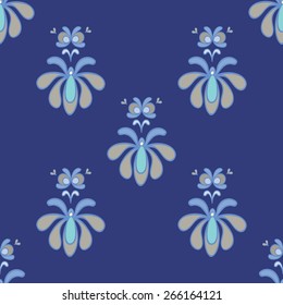 Beautiful Blue and Gray Vector Seamless Pattern